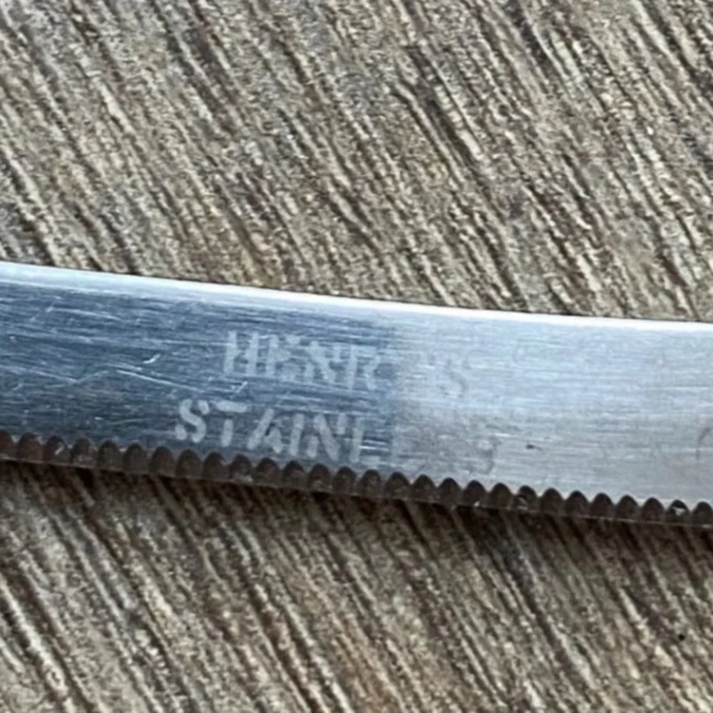 VTG Henry's serrated butterscotch curved tomato knife handle 9